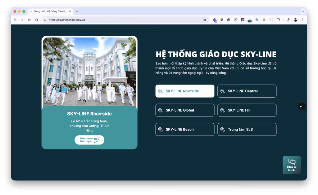 Giao diện dự án Skyline Global Education