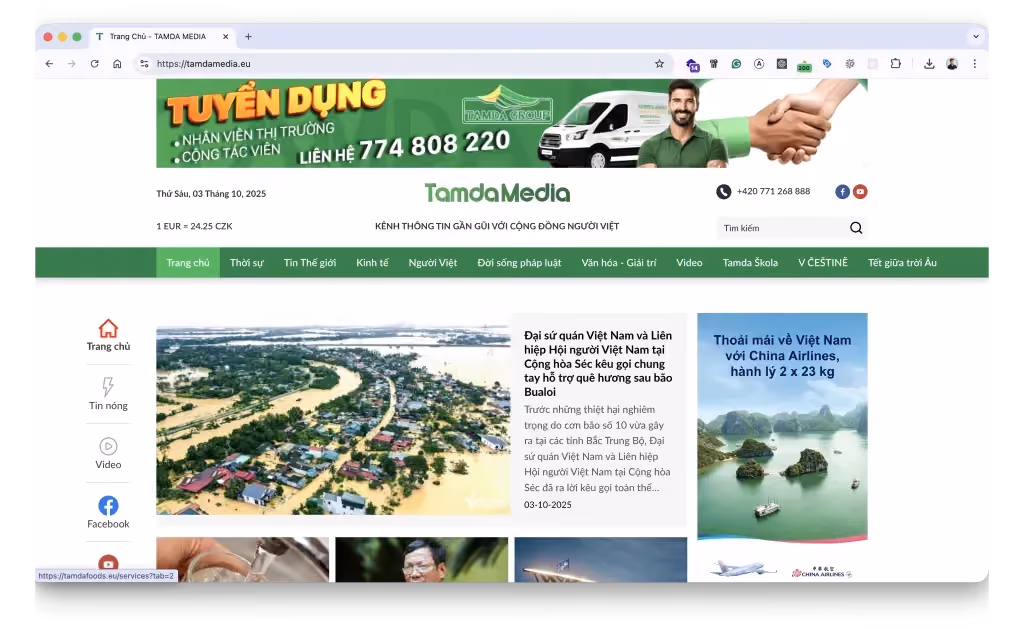 Giao diện dự án Tamda Media